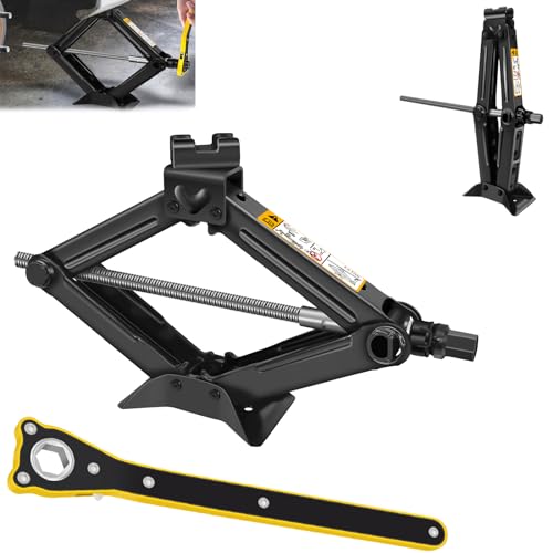 Scissor Jack 2 Ton (4,400 lbs) Car Jack Kit 110-390mm Steel Scissor Jack Heavy Duty Lifting Jack Lift with Ratchet Wind Up Tools for Car Van Emergency Car Jack Kit, Car Tyre Repair Changing Tool