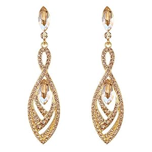 BriLove Women’s Crystal Gorgeous Twisted Dual Chandelier Teardrop Fashion Pierced Dangle Earrings