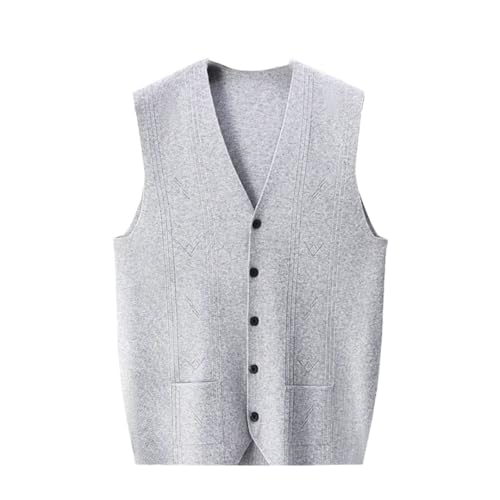 Men's Warm Knit Button V-Neck Sleeveless Sweater Top Thick Western Suit Vest Business Clothes