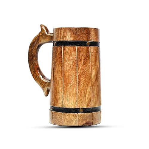 HERMES EXPORT 25 oz Handcrafted Wooden Viking Beer Tankard