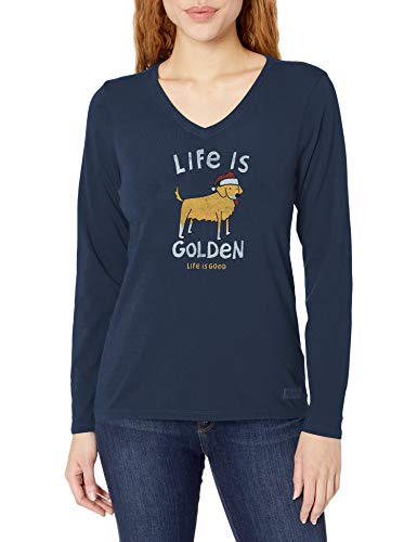 Life Is Good Women's Hoho Long Sleeve Crusher T-shirt Life is Golden, Darkest Blue, X-Large