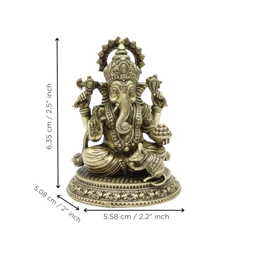 Image of eCraftIndia Golden Brass Lord Ganesha Idol for Home Living Room Office