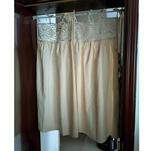 Cortinas cortas de ganchillo LUNEZY para ventanas de cocina en algodon y lino 7