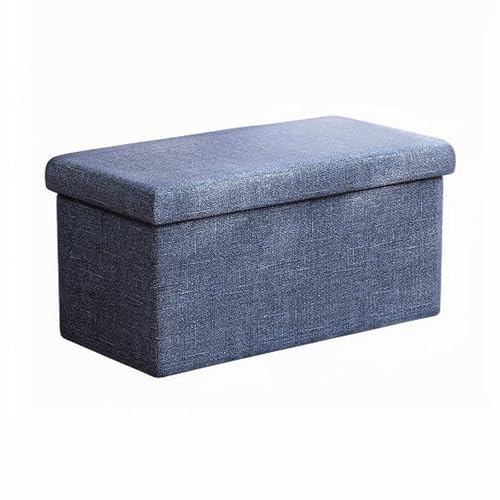 Banc de rangement pliable bleu 76x38x38 cm avec coussin confort - 2