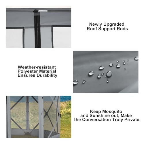 Image of COBIZI 12x12 FT Pop Up Canopy Stargazing Tent, Gazebos On Clearance with Removable Roof, Screened in Gazebo, Screen Tents Portable carpas para Patio for Outdoor Camping,Backyard, Garden,Grey(Pro)