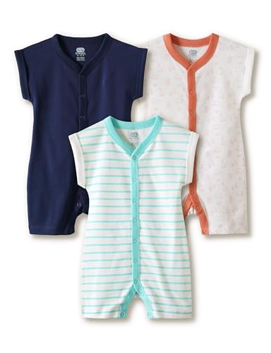 Image of Amazon Brand - Symbol Unisex 100% Cotton Half Sleeve Baby Rompers (Available in Pack of 3 & 6)