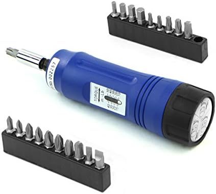 Stark 21pcs Adjustable Torque Screwdriver 1/4" inch Drive with Inch/Pounds Precision Measurement Shank 10-50 in/lb with Bits Set & Storage Case