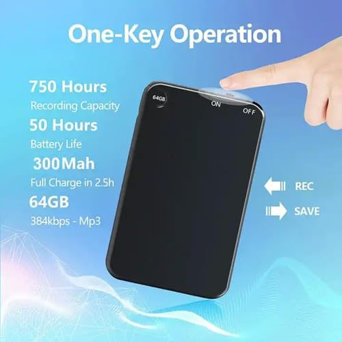 Image of DDLC 64gb Slimmest Mini Digital Voice Activated Audio Recorder Inbuilt Memory with 750 Hours Recording Capacity and 30 Hours Battery Time After Single Charge, Metal Case