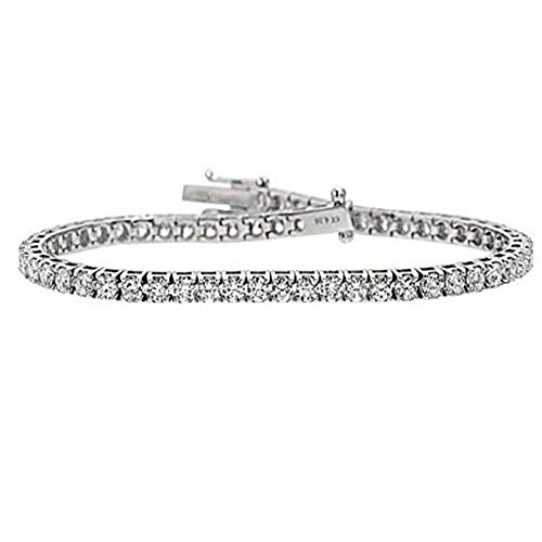 Remo Gammella Gioielli Bracciale Uomo Donna Tennis Argento 925 zirconi Taglio Brillante Diamante da 3 mm Colori Bianco Nero, Rosso, Verde, Blu o Nera Sterling Silver Misura 19.5 cm (Bianco)