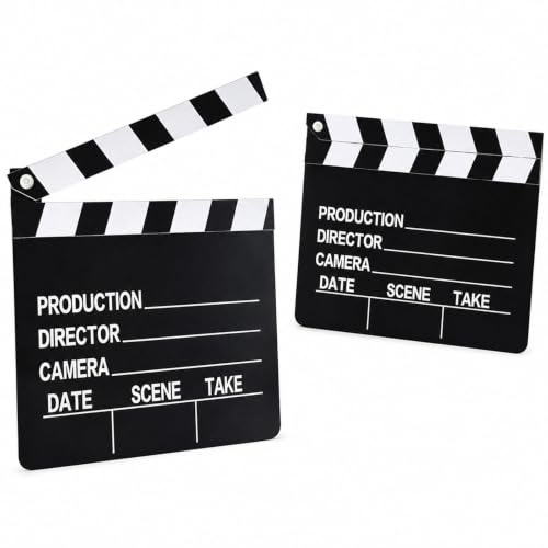 Fesnova Filmklappe Foto Requisit 20x18 cm 2 Stück Regieklappe Papier Schwarz Weiß Filmklappe Regieklappe Photobooth Accessoires für Cosplay Party Movie Night Kino Motto Party Geburtstag Deko