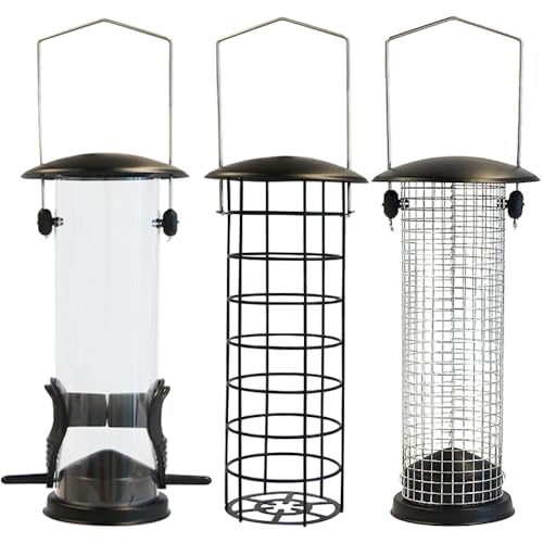 Unibos - Unibos | Bird Feeders Hanging, Wild Birds Feeders Mesh Feeding Stations With Steel Hooks Hangers, Metal Bird Feeder For Garden, Hanging Bird Feeder Set + BONUS 3pcs Hooks & 2pcs Hanging Chain