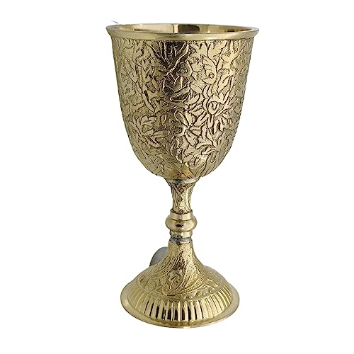 Replicartzus Brass Wine Chalice Goblet Of King Arthur, Renaissance Medieval Vintage Goblet For Communion, Gothic Roman Chalice Cup, Christmas And Wedding Chalice Gift, 7 Oz - Pack Of 1 #TOP25