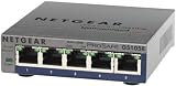 Netgear Prosafe GS105E Switch Web Managed (Plus) Configurable (Plus) 5 Ports 10/100/1000 AdMinistration via Interface Web Alimentation Externe Kit de Montage Mural