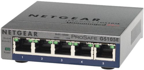 netgear 10 100 1000 switch - Netgear Prosafe Plus Gs105E 5-Port Gigabit Ethernet Switch - Switch - Unmanaged - 5 X 10/100/1000 - Desktop