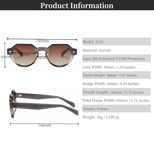 Retro Italian Design Acetate Polarized Sunglasses Unisex UV Protection Durable Frame Anti-glare2