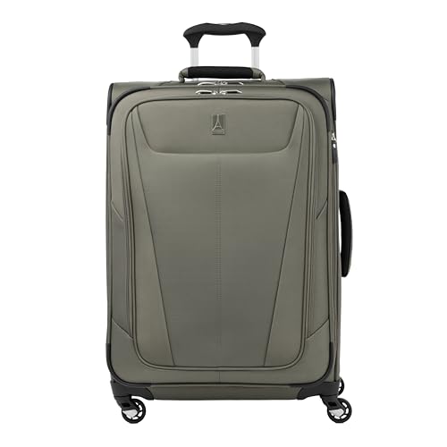 Travelpro Maxlite 5 Softside Expandable Luggage with 4 Spinner Wheels, Lightweight Suitcase, Men and Women, Slate Green, Checked-Medium 25-Inch