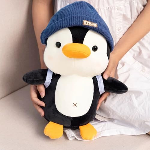 Image of BSVOME 9 inches Penguin Stuffed Animals Soft Plush Cute Travel with Hat Backpack Doll for Boys Girls