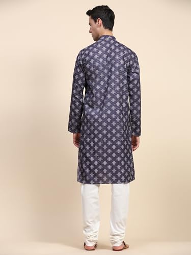 Image of SKAVIJ Men's Viscose Rayon Festive Printed Cotton Kurta Pajama Set | Traditional Ethnic Wear for Men | Perfect for Diwali, Wedding & Festive Celebrations