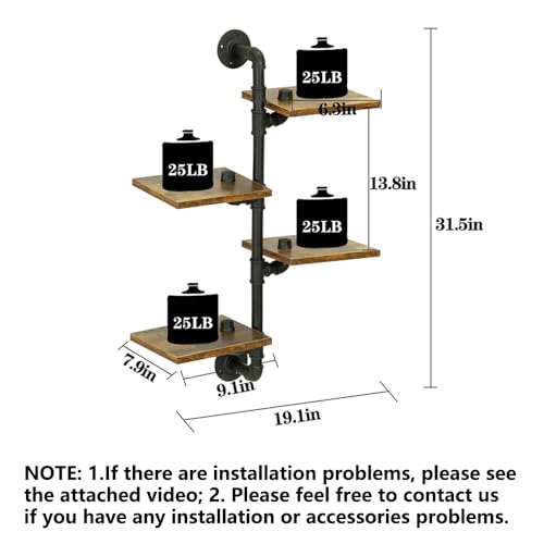 Pipe-Shelf-Industrial-Pipe-Shelving-4-Tier-Wall-Book-Shelf-Corner-Shelves-with-Wood-Planks-Wall-Mounted-Metal-Floating-Farmhouse-Wall-Rustic-Decor-Bookcase-for-Bathroom-Bedroom-Living-Room Pipe Shelf Industrial Pipe Shelving 4 Tier Wall Book Shelf Corner Shelves with Wood Planks Wall Mounted Metal Floating Farmhouse Wall Rustic Decor Bookcase for Bathroom Bedroom Living Room