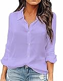 OMSJ Women Button Down Shirts Long Sleeve Chiffon Office V Neck Casual Business Blouses Tops (Large,...