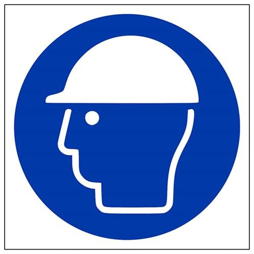vsafety 41030 am-r"logo de casco de seguridad Obligatorio Epi Sign, plástico rígido, cuadrado, 150 mm x 150 mm), color azul