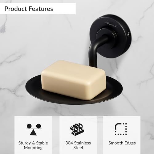 Image of Plantex (Primax) 304 Grade Stainless Steel Soap Holder /Stylish and Durable Soap Dish for Bathroom /Single Soap Tray /Bathroom Accessories - Daizy (Black)