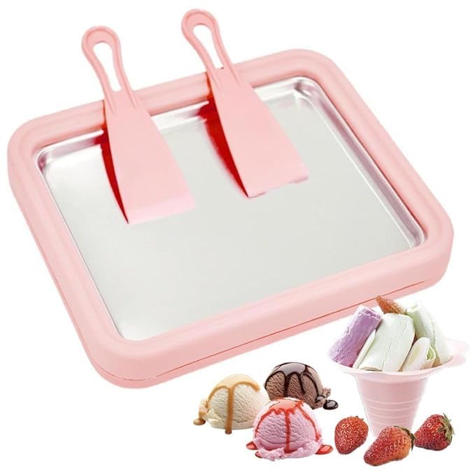 K.B.SALES Ice Cream Roll Maker Pan with 2 Spatulas,DIY Instant Ice Cream Tray for Kids and Home,Non-Stick Frozen Dessert Rolling PlateKitchen-image-9