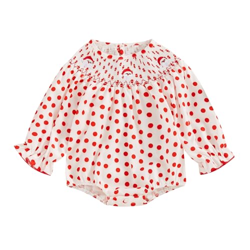 Toddler Baby Girl Christmas Thanksgiving Outfits Plaid Puff Sleeve Smocked Bubble Romper Frill Trim Ruffle Bodysuit