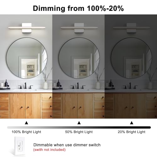 Image of Modern Bathroom Vanity Light 15.7 inch 12W Dimmable 5CCT Led Bath Lights Fixture Over Mirror, Chrome Vanity Light for Bathroom Mirror Cabinets