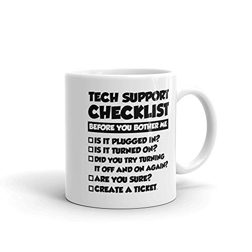 Funny Helpdesk Tech Support Sysadmin Checklist Mug - Sysadmin Gifts Mug - Computer geek gifts