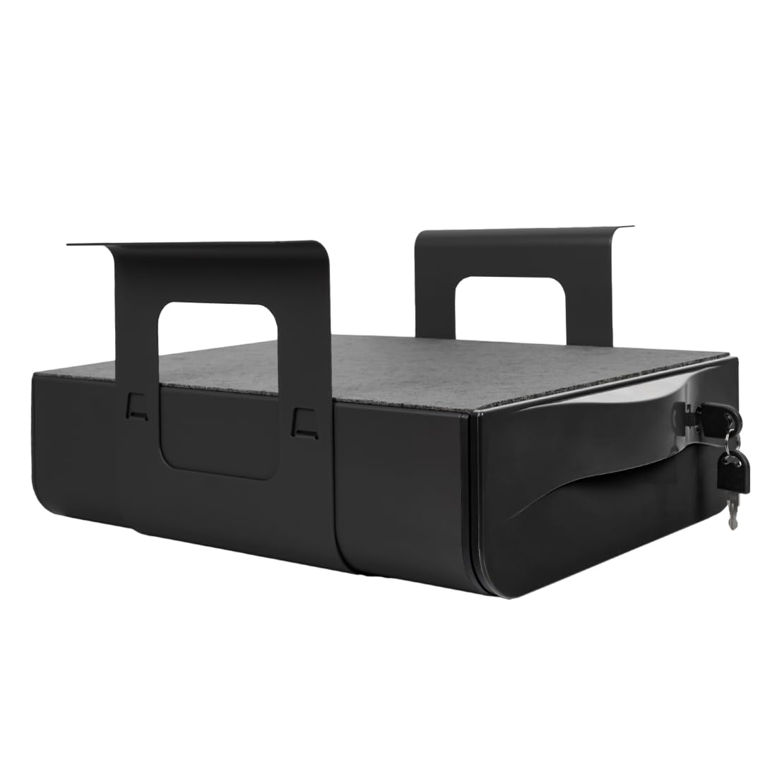 Spacetronik Untertisch Schublade, Unterbau Schublade Abschließbar aus Stahl, Schublade Unter Schreibtisch mit Extra Ablagefach, Schreibtisch Organizer für Home Office & Stehschreibtisch, Schwarz