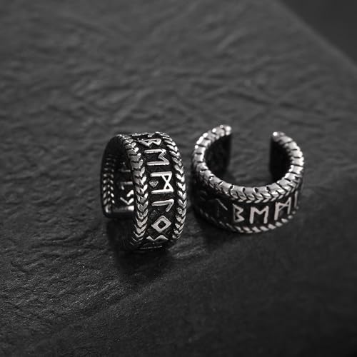 Viking Ear Cuffs Earrings, Norse Runes Non Piercing Clip on Earrings, Archaic Rune Ear Cuff for Women Men2