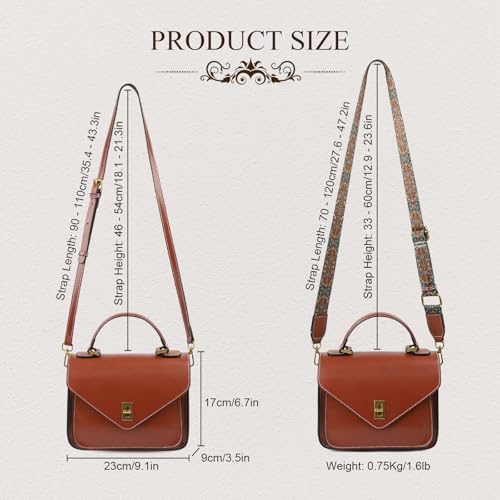 Genuine Leather Crossbody Bags for Women Lightweight Handbag Commuter Travel Purse with Adjustable Dual Strap2
