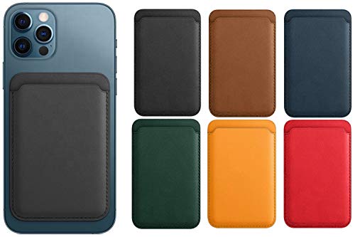 Magnetic Credit Card Holder Leather Wallet Compatible with iPhone 12/Pro/Max/Mini,Business Card & Id Holder, Mag-Safe Magnetic RFID Card Clip 2020(Black)
