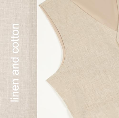 SOLOVEDRESS Men's Linen Cotton Suit Vest Summer Leisure Double Breasted Dress V Neck Waistcoat for Party and Beach3