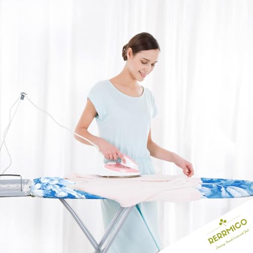 Image of Ironing Board Cover and Pad 15x54 Inch Standard Ironing Board Cover with Elastic Edge and Hook and Loop Fasteners Scorch and Stain Resistant Cotton Ironing Covers