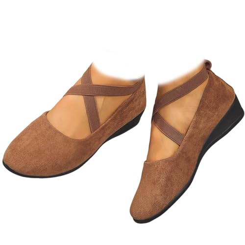 Imagen de Zapatos elegantes de cuña baja con correa elástica de color sólido