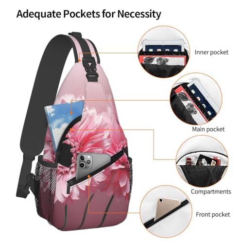 Mochila cruzada floral rosa para hombre y mujer miniatura 4