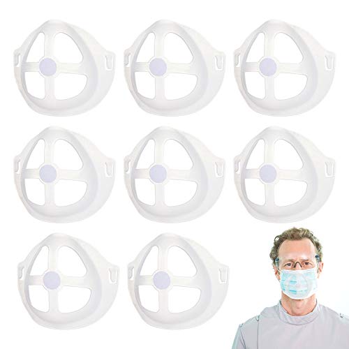 8 PCS 3D Face Shield Inner Support Frame, Homemade Softness Breathable Shields Bracket, More Space for Face Lipstick Protection for Adults Men Women and Kids.（with Hook & Loop Self Adhesive Stickers）