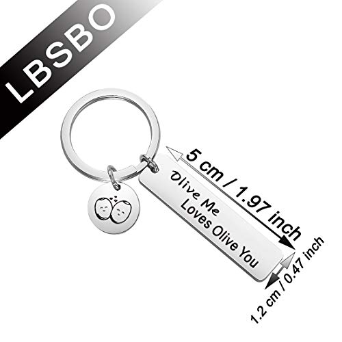 CENWA Funny Food Pun Gift Olive Me Love Olive You Keychain Valentines Day Gift Anniversary Day Jewelry2