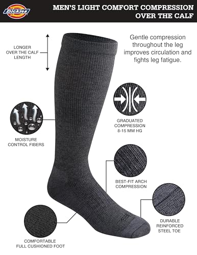 Image of Dickies Men's Light Compression Comfort Over-The-Calf Socks, Available in M-XXL (2, 4 Pairs)