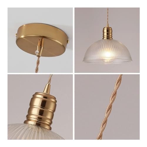 Chandelier de techo industrial dorado de vidrio estriado para cocina 3