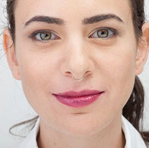 QWALIT Fake Nose Ring Fake Septum Fake Nose Rings for Women Fake Nose Piercing Fake Septum Ring Fake Septum Piercing Faux Nose Rings for Women Fake Nose Ring Hoop Fake Lip Ring 11-mix -silver single