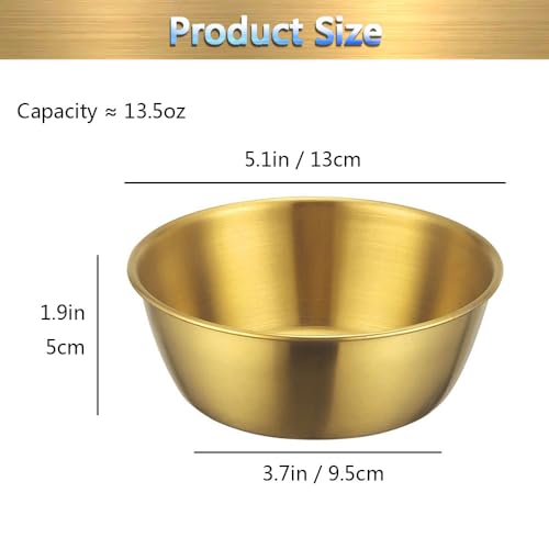 Set de 4 tazones para mezclar de acero inoxidable dorado miniatura 4