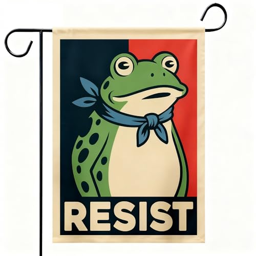 Resist Portland Frog Garden Flag 12x18 Double Sided Protest Signs Flag for Yard Heavy Duty Fade Resistant