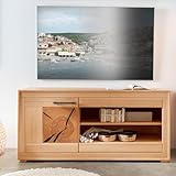 LIEFERUMFANG - 1 Lowboard mit 1 Tür, 2 Holzböden, 2 offene Fächer, Gesamtmaß B/H/T ca. 130/62/46 cm