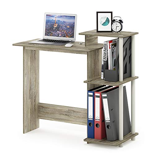 Image of Furinno EFFICIENT Desk, 28.6 inch Wide Gaming Desk with 3 Open Side Shelves, Laptop Notebook Computer Desk, Office Desk for Home Office, Study Room, Dorm, Bedroom, Sonoma Oak