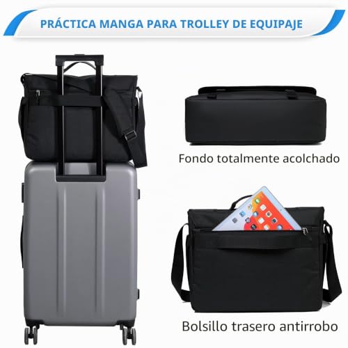 Bolsa portátil 15,6 pulgadas para viaje y negocios bolso bandolera de hombre para la oficina 7