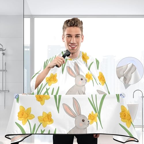 Capa de barbería Burbuja Bunny Flowers, capa para cortar cabello con cuello ajustable, impermeable, poliéster para salón barbería, unisex adultos miniatura 6