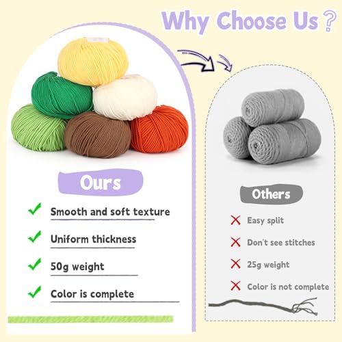 Image of Katech Cotton Yarn for Crocheting-55% Cotton 45% Acrylic-#3 DK (Light)-Super Soft Milk Cotton Yarn-Great Crochet and Knitting Starter Kit for Colorful Craft(Beige)